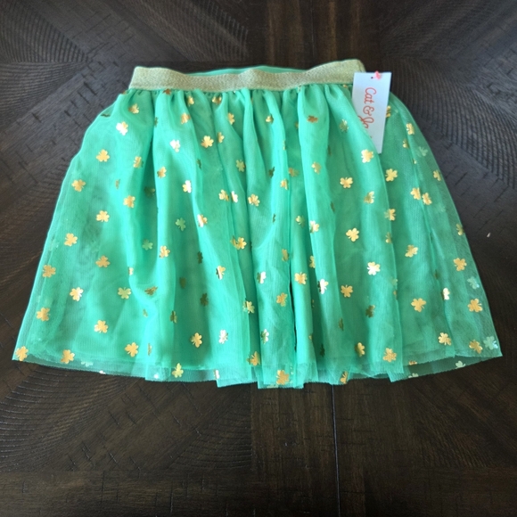 Cat & Jack New Shamrock Green & Gold Tutu Skirt Girls Medium (8) Dance Dress up - Picture 1 of 8